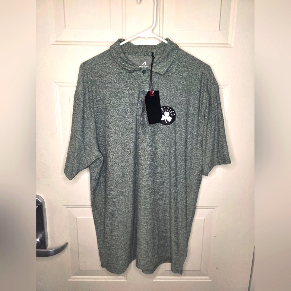 NWT Antigua NBA Celtics‎ Gray Polo Shirt Size Large